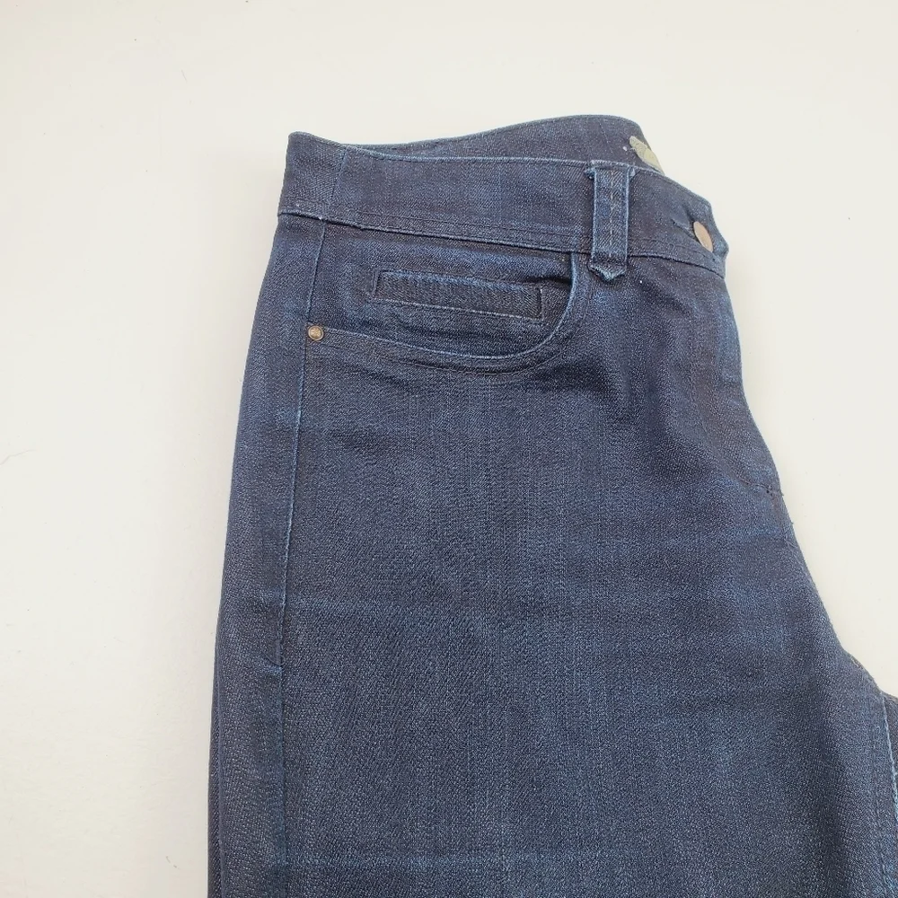 Anthropologie Leifsdottir Women Dark Denim Cropped Lace‎ Up Fray Riding Jeans 28